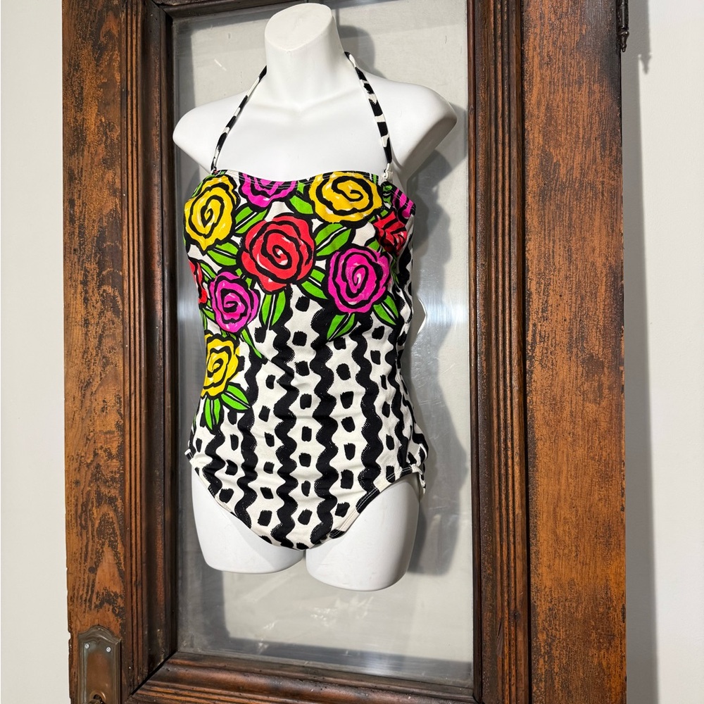 90's Vibrant Floral Women's One Piece Swimsuit size 18